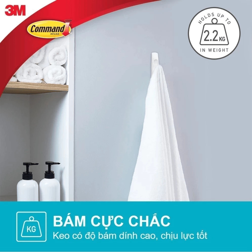Móc dán tường nhà tắm Command™ 17003b - Chịu lực 2.2 kg - 1 cái/vỉ - 7012591951, , large image number 3